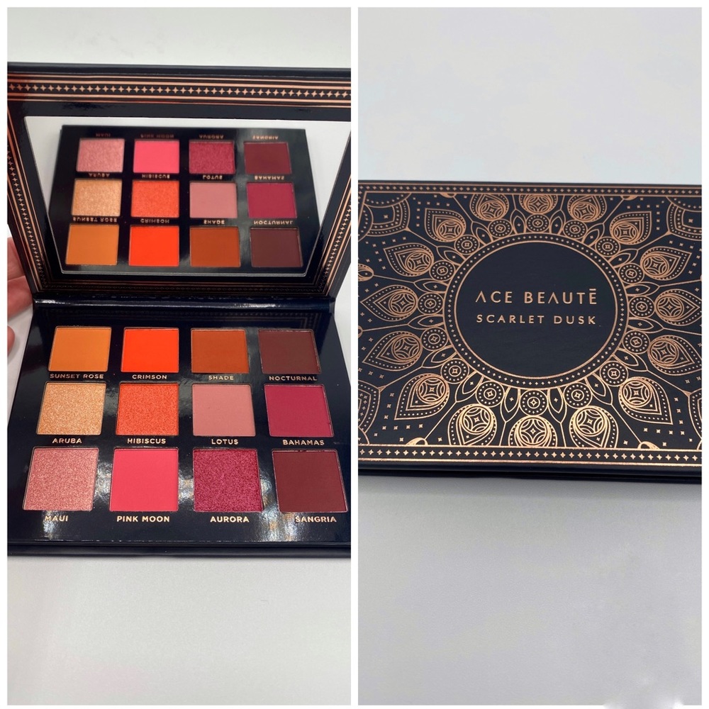 Ace Beaute | Eyeshadow | Scarlet Dusk | 12-Color Eyeshadow Palette New